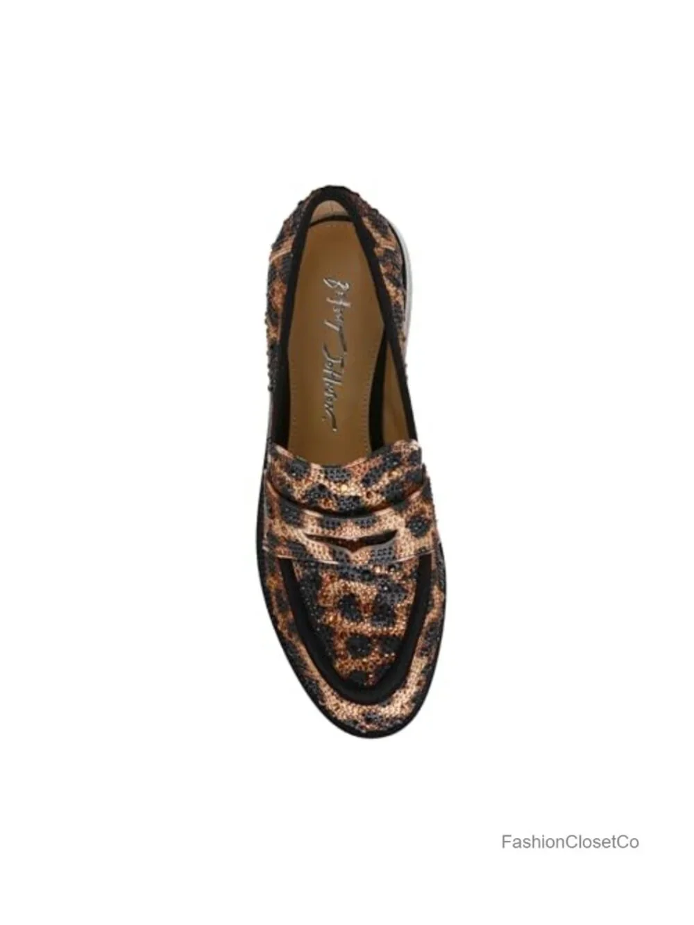 Betsey Johnson Rhinestone Slip-On Loafer Flat Round Toe PU